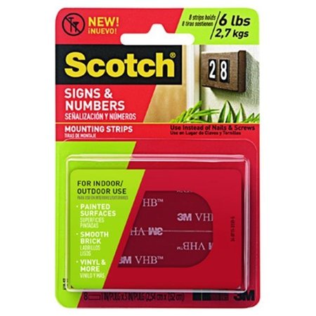 3M 3M Company 610P-ST 1 x 3 in.  Signs & Numbers Mounting Strips Pack of 4 204470
